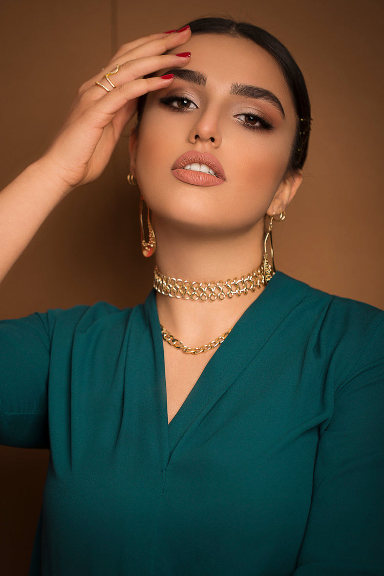 Lady women embracing her jewellery